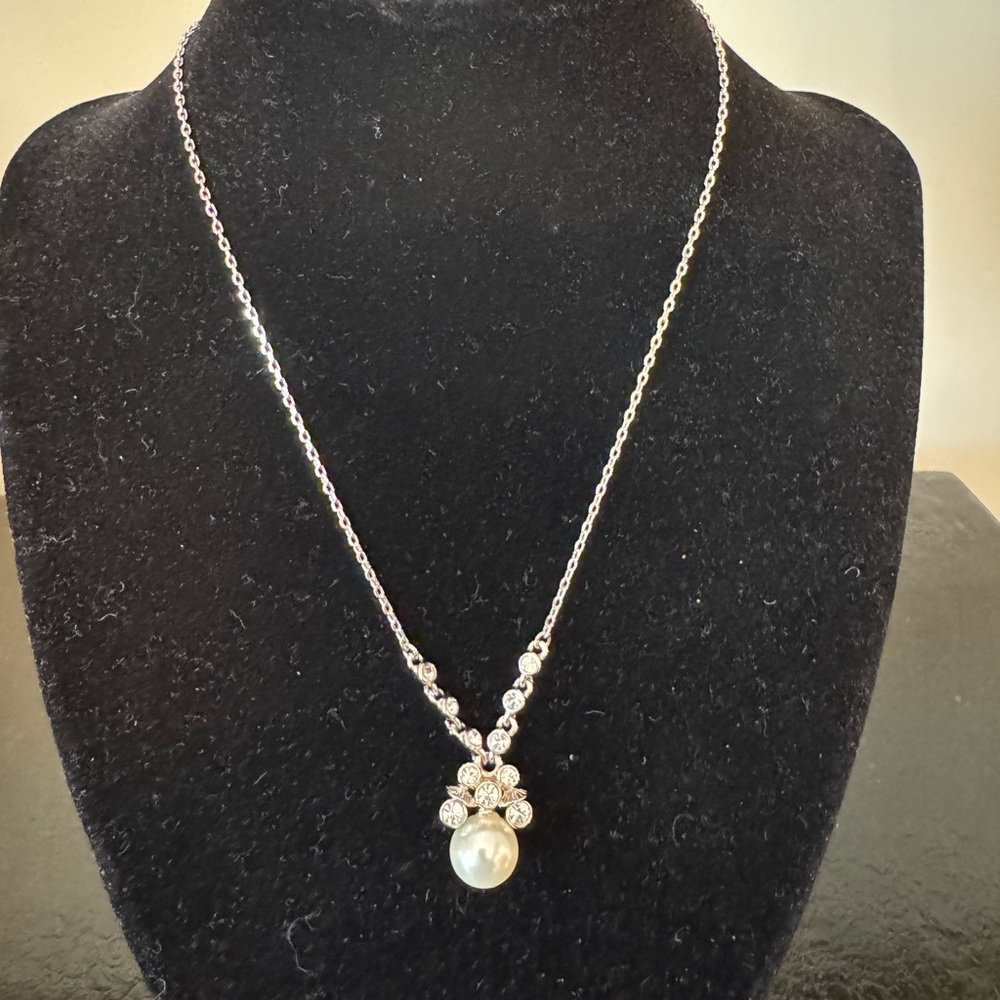 Givenchy Stamped Pearl & CZ Pendant Necklace NWT